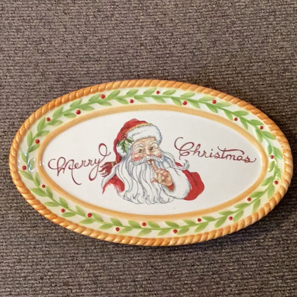 Fitz and Floyd Vintage Santa Merry Christmas Plate